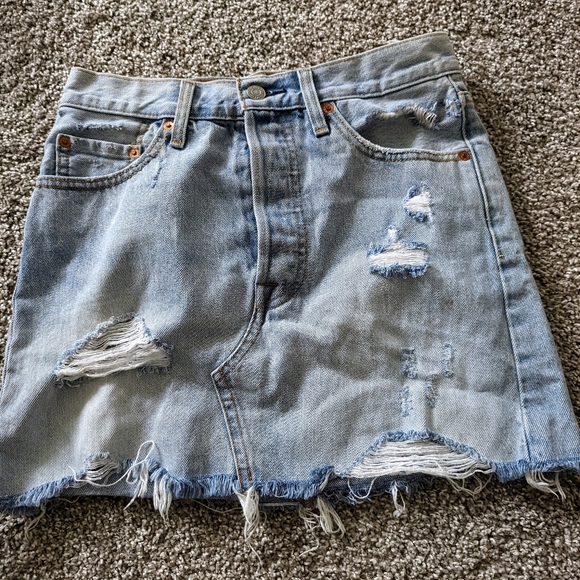 Levi's Distressed Jean Skirt - Picture 2 of 6